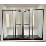 PHÒNG TẮM KHUNG INOX CHỮ T CỬA LÙA 90 ĐỘ, 2 CÁNH 1 VÁCH FULL VIỀN