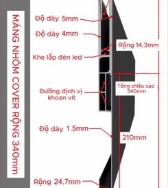 MÁNG NHÔM COVER LILOX BẢN 340 MM