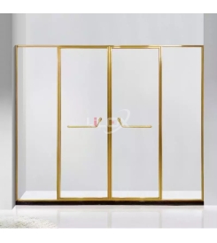 PHÒNG TẮM KHUNG INOX CHỮ T CỬA MỞ QUAY 2 CÁNH 1 VÁCH FULL VIỀN 