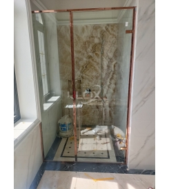 PHÒNG TẮM CỬA MỞ QUAY BẢN LỀ CHỮ NHẬT KẸP HÔNG 1 CÁNH 1 FIX