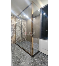 PHÒNG TẮM KHUNG INOX CỬA LÙA 1 CÁNH 1 FIX CÓ VÁCH