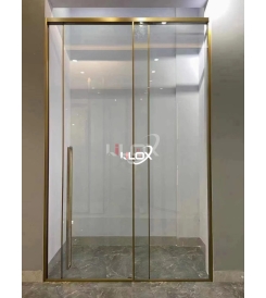 PHÒNG TẮM KHUNG INOX CỬA LÙA 1 CÁNH 1 FIX CÓ GIẢM CHẤN