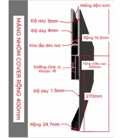 BỘ MÁNG NHÔM COVER BẢN 400 MM MÀU ĐEN MỜ